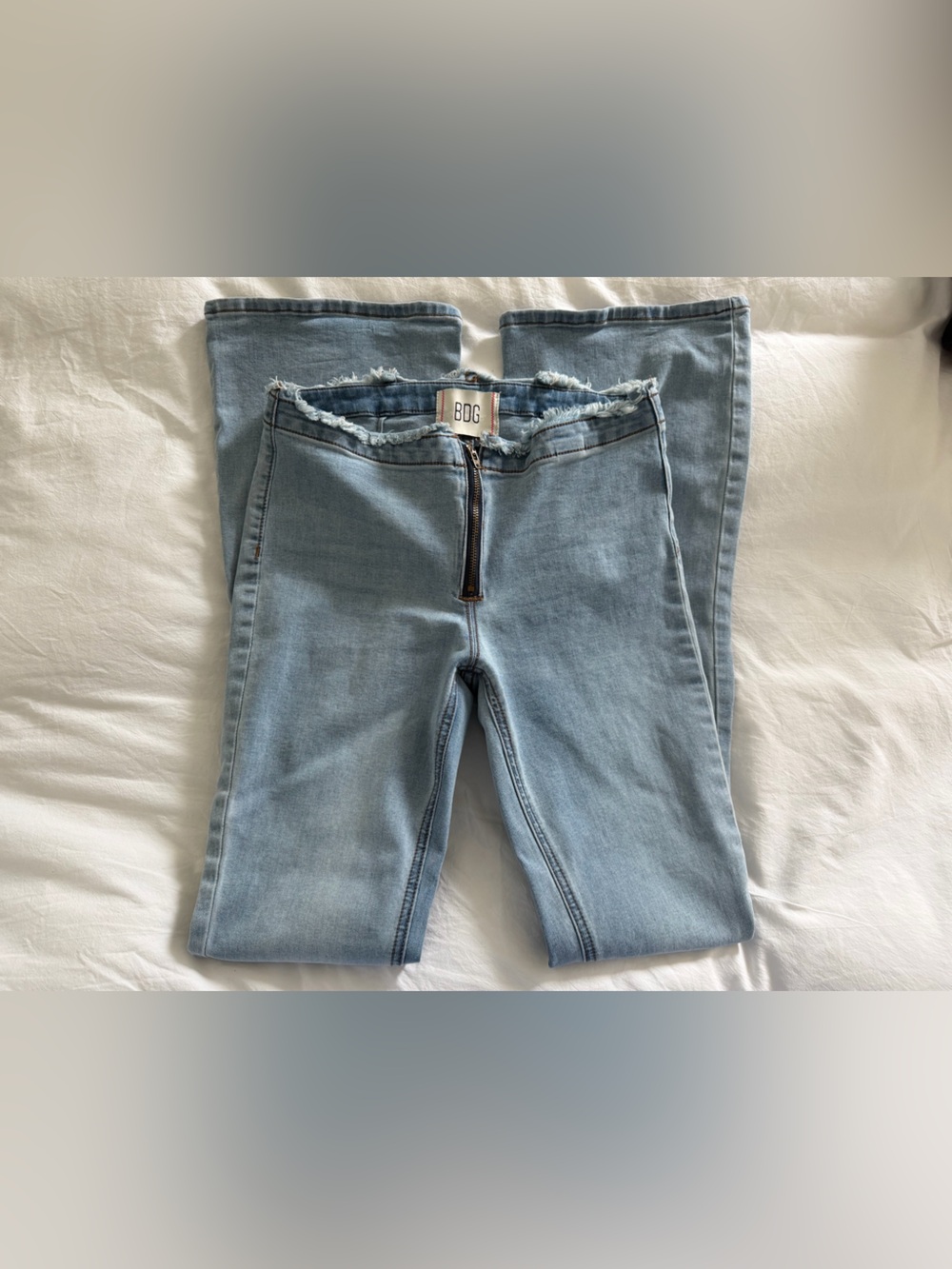 BDG Women’s Distressed Zip Up Flare Jean - Picture 3 of 8